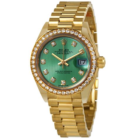 rolex women's green face